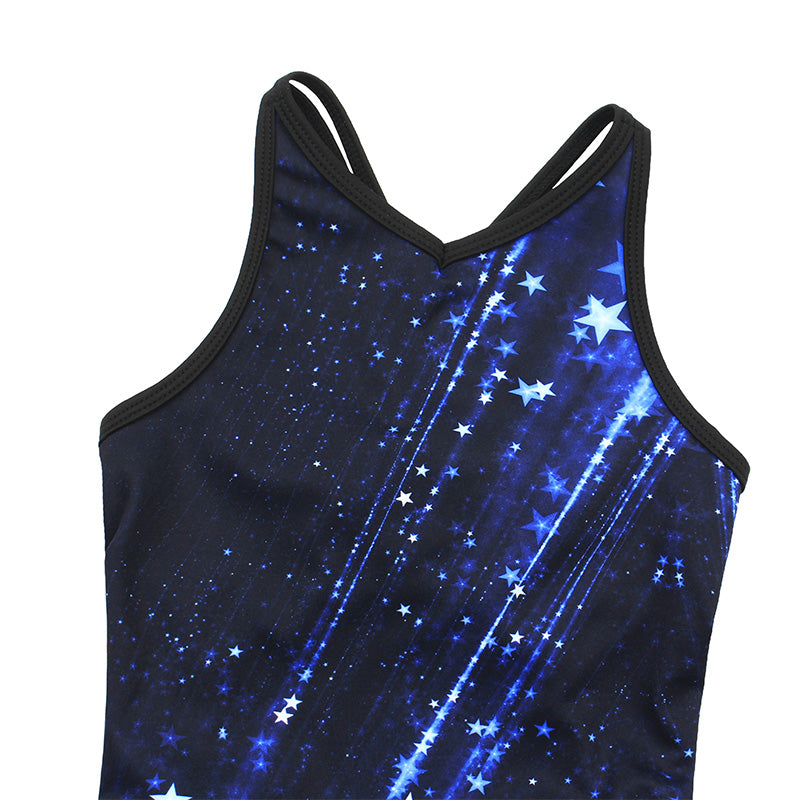 Mystery Cosmic Crisscross Back Gymnastics Leotard Set for Girls